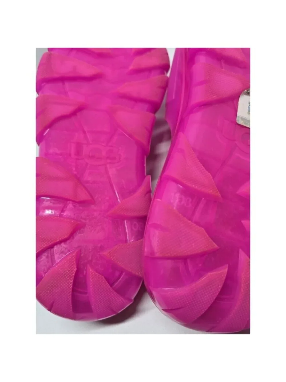 UGG Women’s Jelly Clear Slides Dragon Fruit/Hot Pink Platform Sandals Size 10